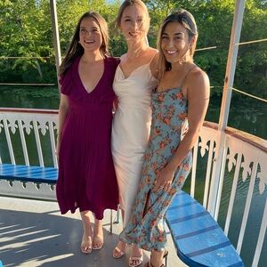 Slip Midi Dress Blue and Floral